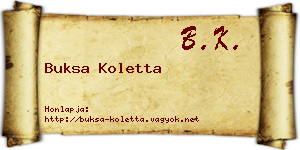 Buksa Koletta névjegykártya